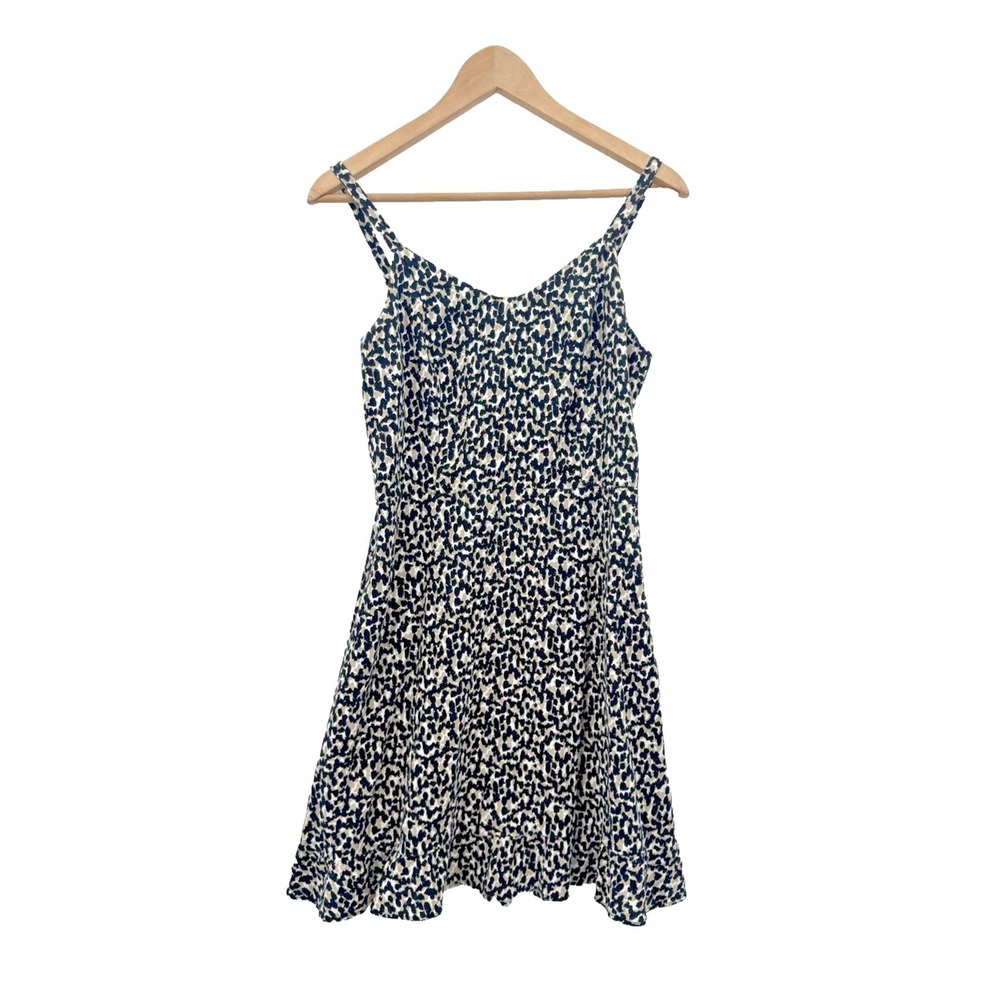 Old Navy Womens Medium Linen Cami Dress Leopard Print Ruffle Retro Boho Indie